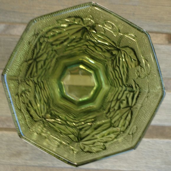 VINTAGE ANCHOR HOCKING OLIVE GREEN GLASS VASE - Picture 3 of 4